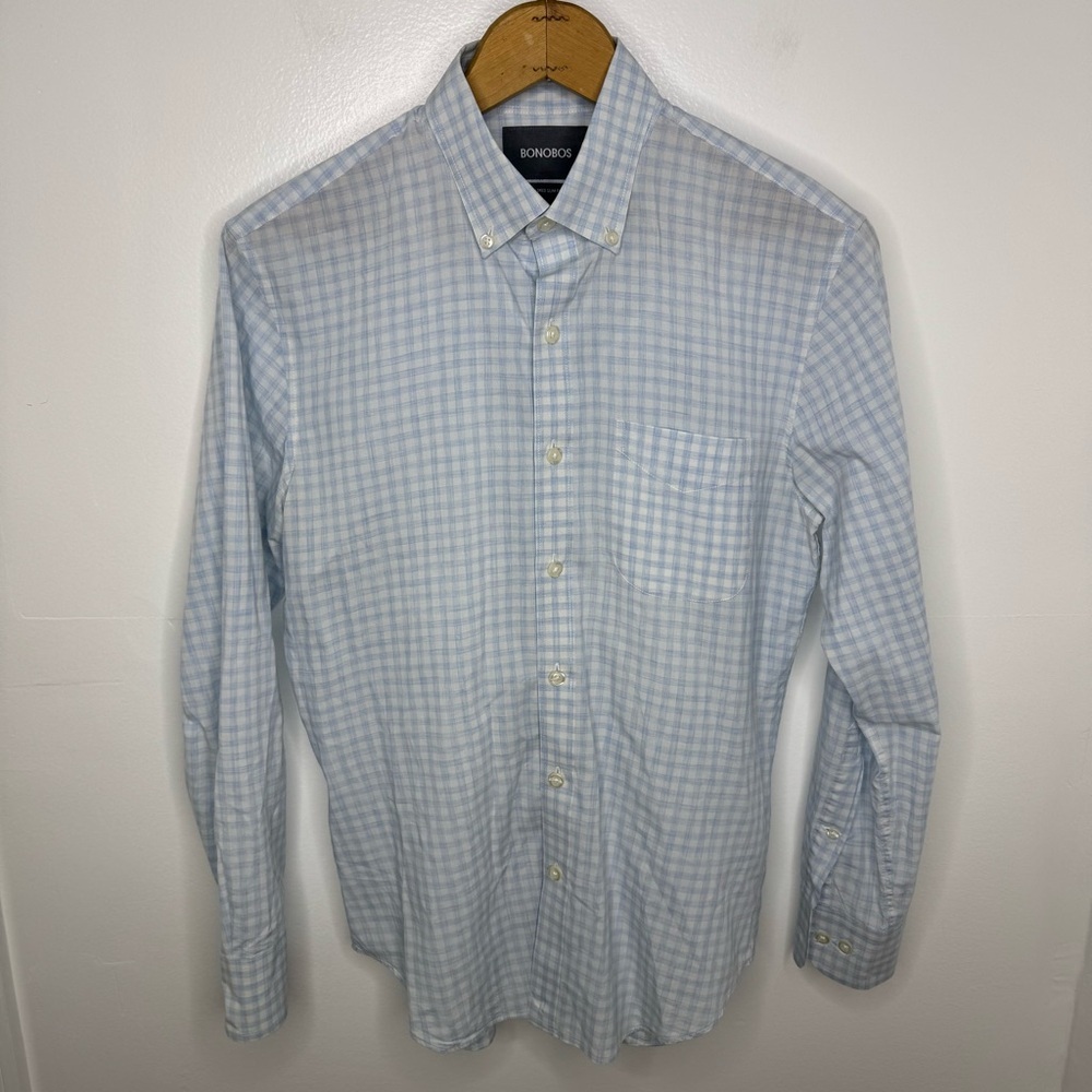 Bonobos light blue plaid button down
